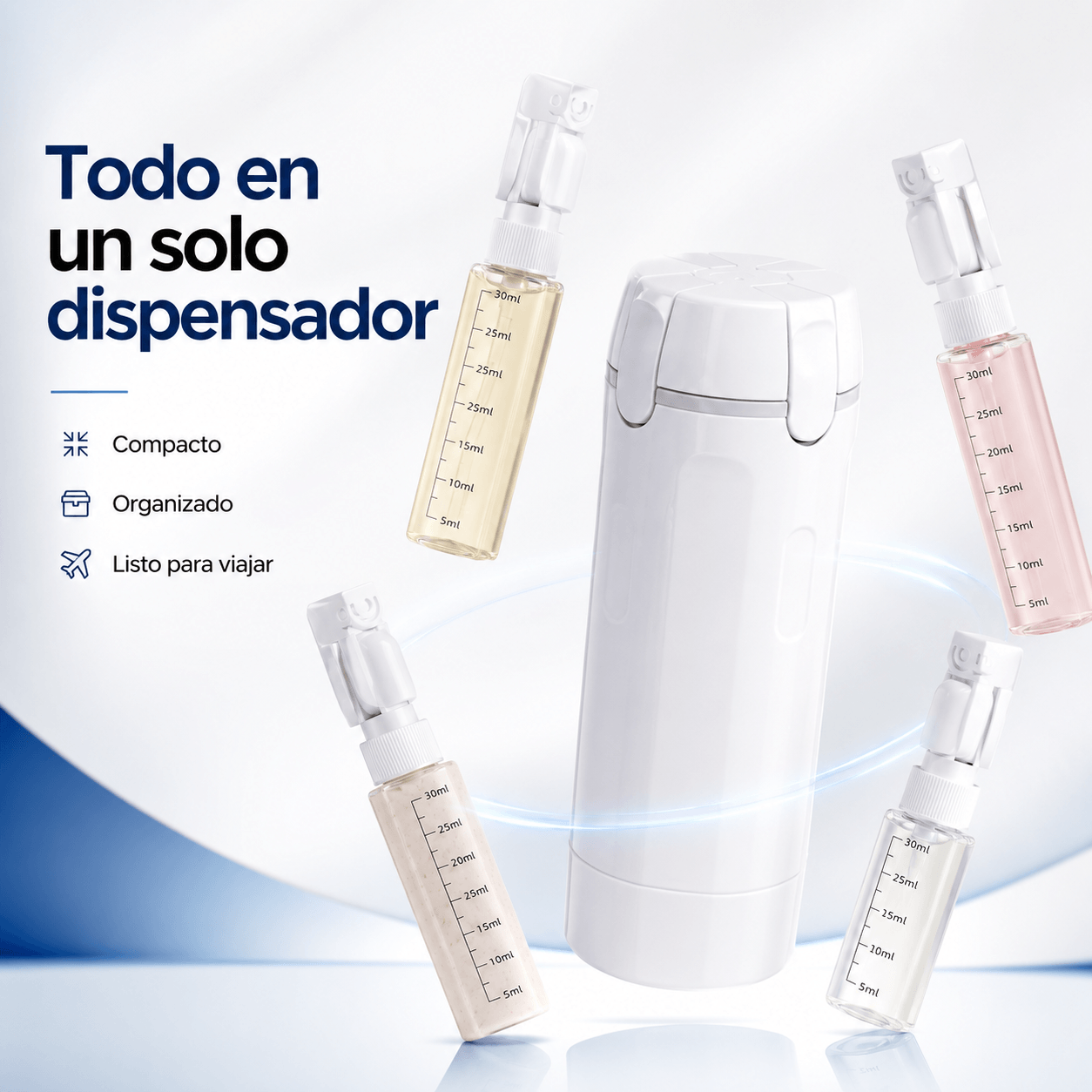 Dispensador de Viaje 4 en 1 Antifugas