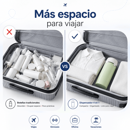 Dispensador de Viaje 4 en 1 Antifugas